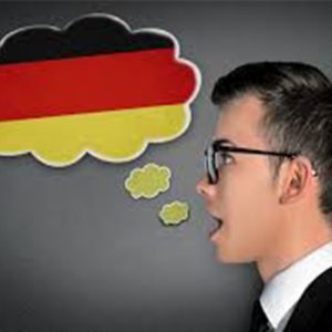 In this image a boy is speaking German.