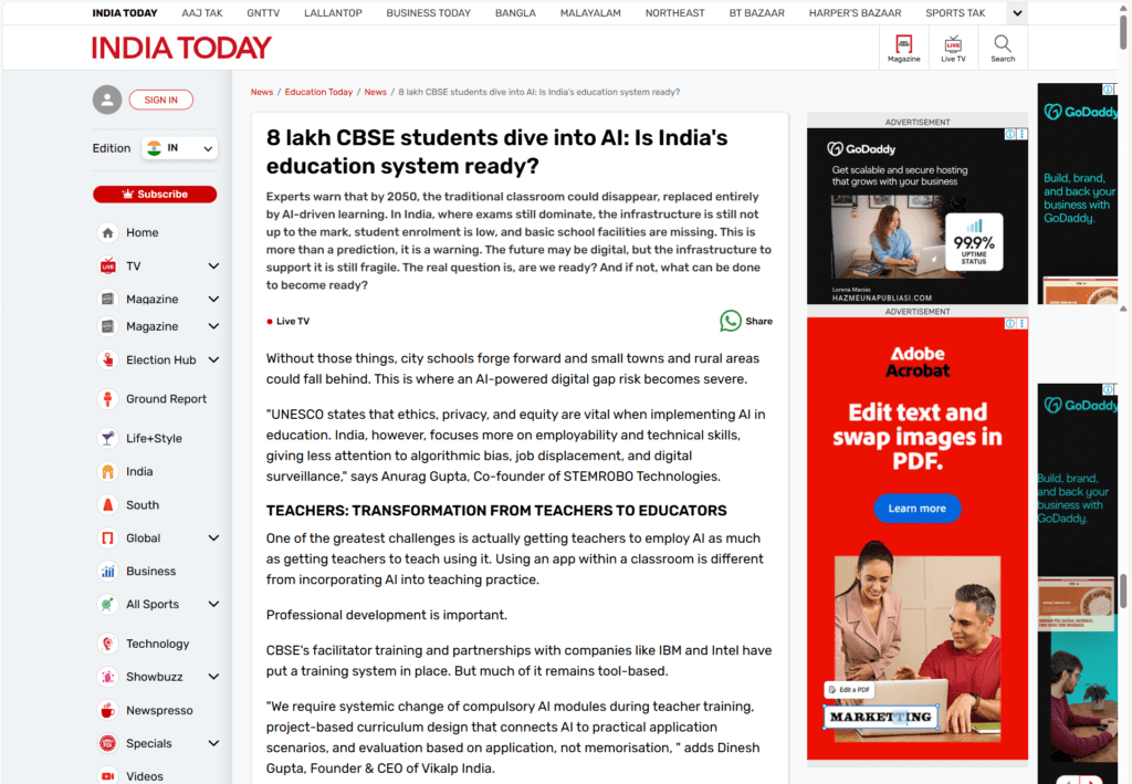 India Today screenshot